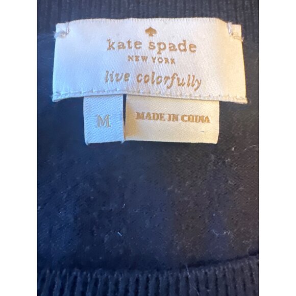 Kate Spade New York Womens Black Heart Leopard Sweater Medium silk Wool Blend - Picture 3 of 5